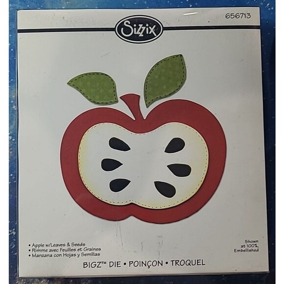 Sizzix Bigz Apple W/Leaves & Seeds Die 656713 VERY RARE HARD TO FIND 2009 - Picture 1 of 2